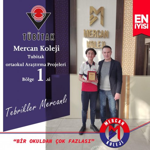 Malatya Mercan Koleji TUBİTAK Ortaokul Araştırma Projeleri Bölge BİRİNCİSİ.